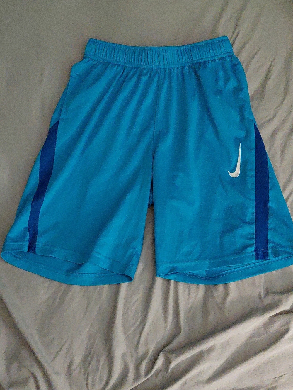 Nike Boys XL Blue Athletic Shorts with Dark Blue Side Panels